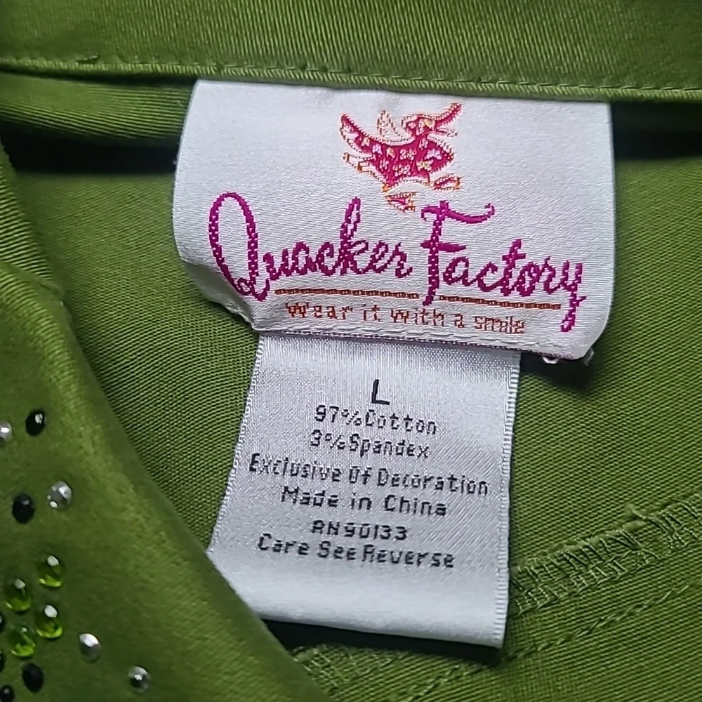 Quacker Factory Embellished Olive Green Women's Jacket & Top Set